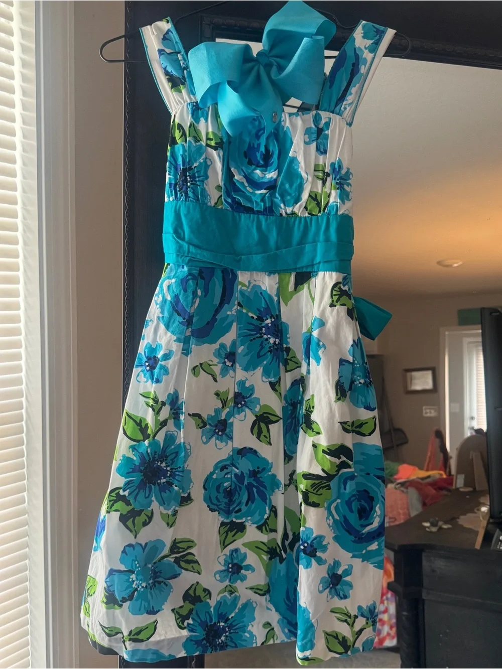 My Michelle Blue and White Floral Bow Sundress